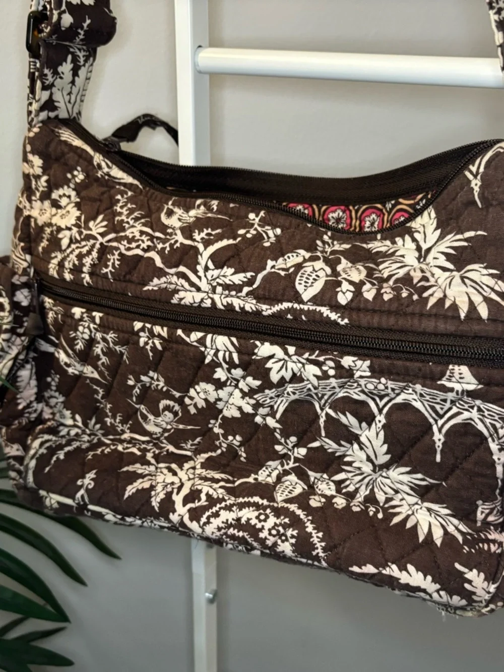 Vera Bradley Brown & Pink Quilted Floral Bag - Picture 7 of 16